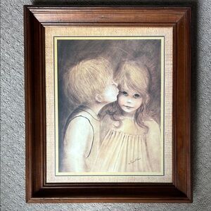 Margaret Keane Big Eyes Boy Girl Kiss Vintage Print Wall Art